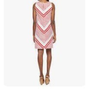 Liz Claiborne Linen Blend Shift Dress Womens Small Red White New WOT